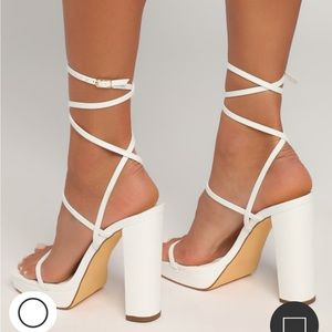 Lulus white ankle wrap heel